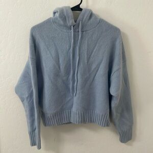 Aritzia The Group Babaton 100% Cashmere Hooded Cropped Sweater Blue Size Large